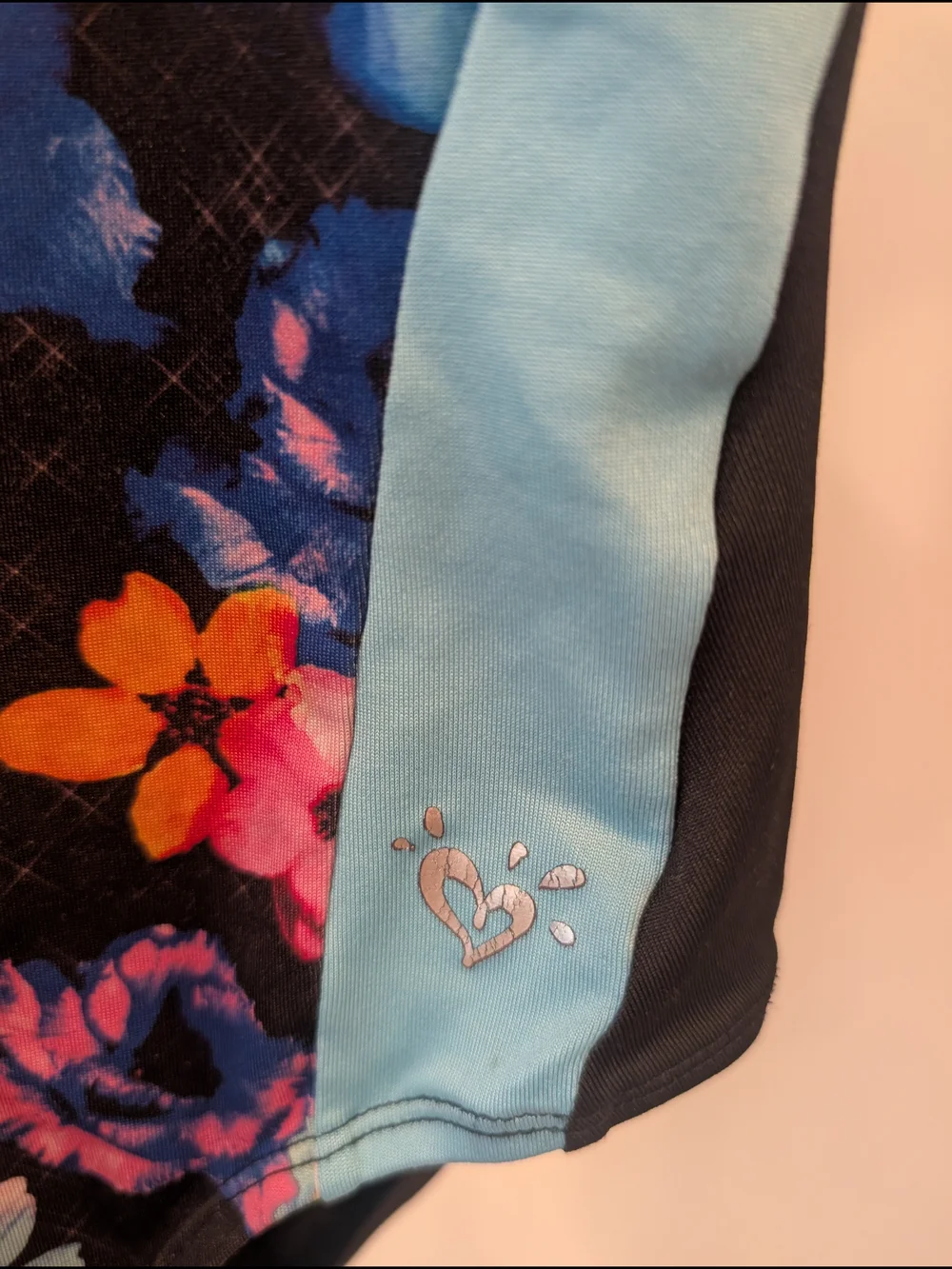 Lot Of 2 Justice Swimsuits One Piece Floral Black & Aqua and Geometric Blue (10)